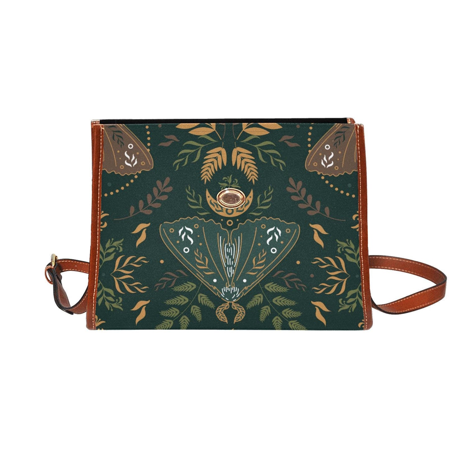 Nordic Folkloric Pattern Canvas Crossbody Bag – Modern Heritage Vintage Handbag