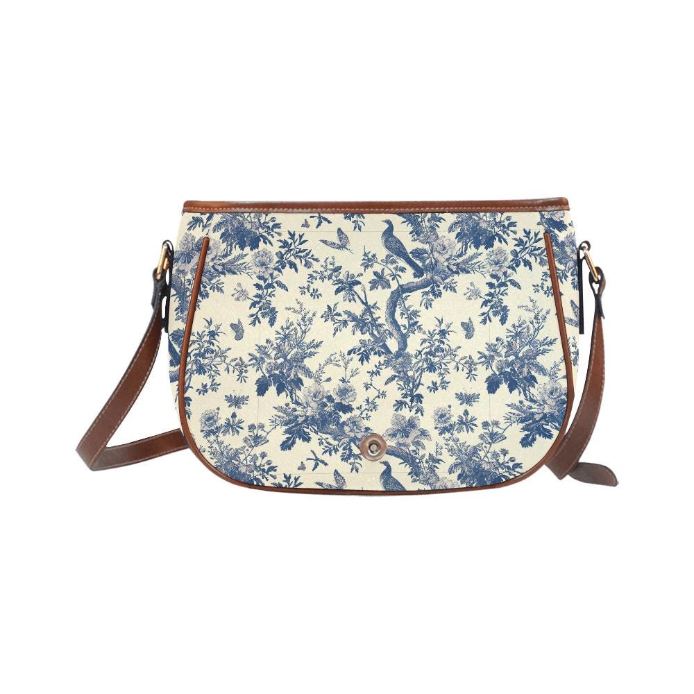 Sacoche Vintage Toile de Jouy - Bandoulière Style Vintage Français