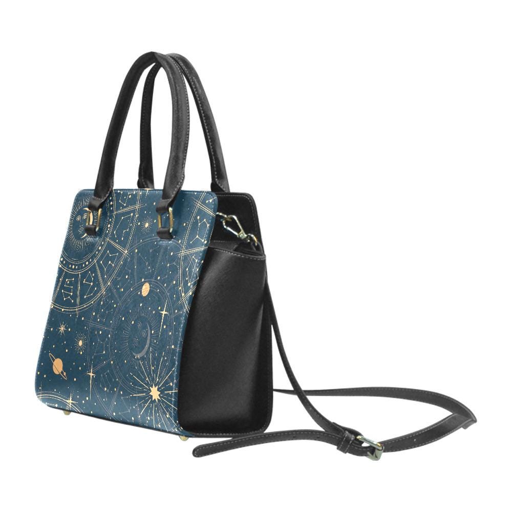 Astrology Planets & Stars Rivet Handbag – Dark Academia Witchy Shoulder Purse