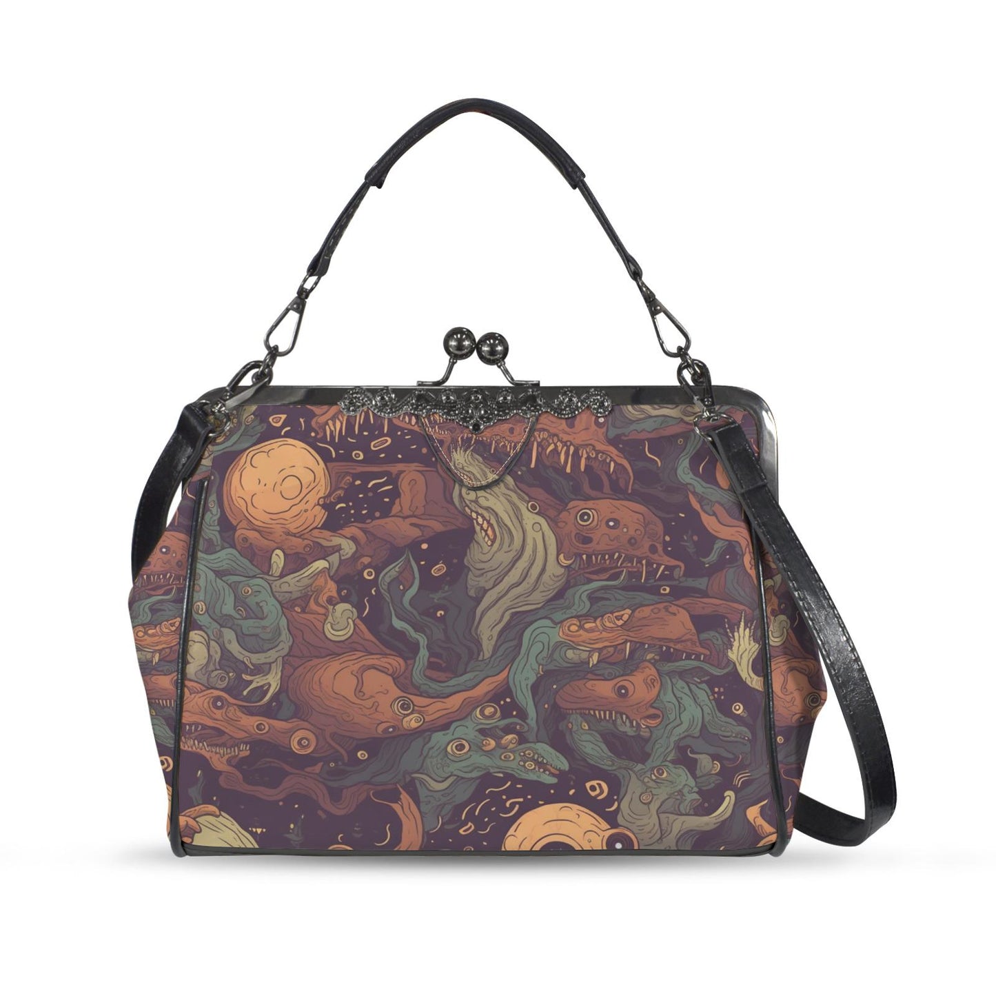 Surreal Monsters Kisslock Crossbody Bag – Moody Gothic Alternative Handbag