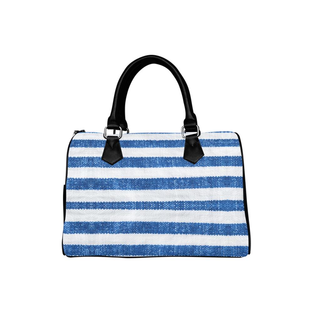 Sac à main en toile à rayures bleues et blanches – Sac à main végétalien en similicuir d'inspiration nautique