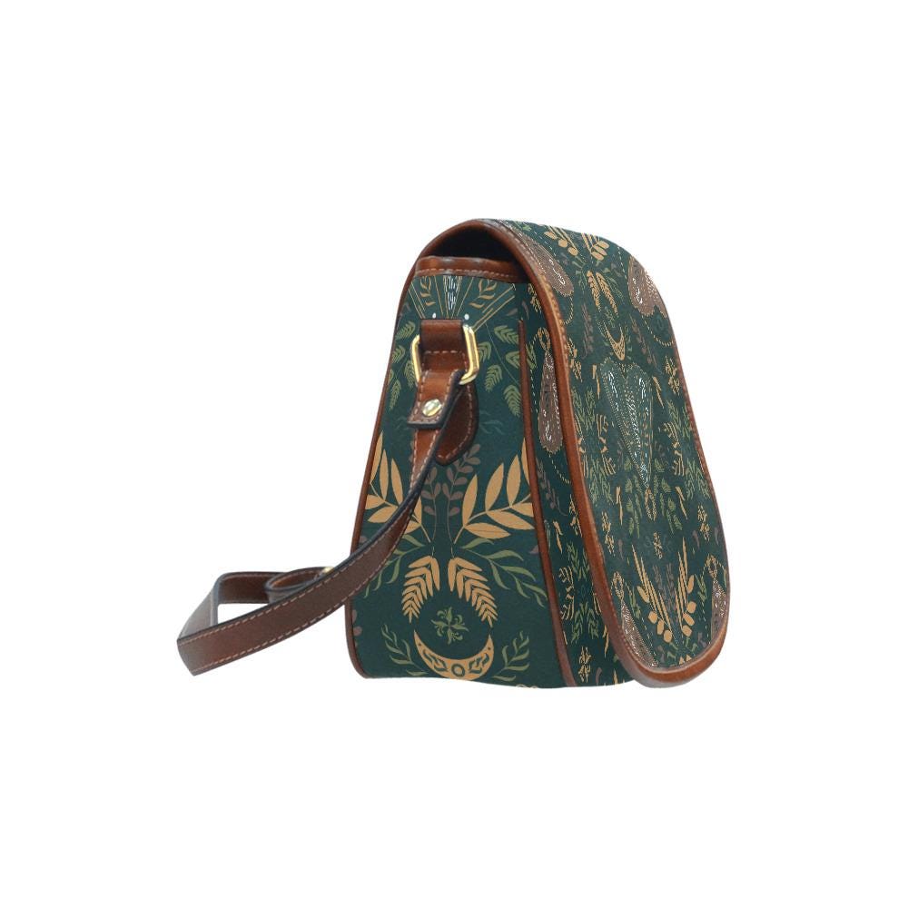 Nordic Folkloric Pattern Saddle Bag - Modern Heritage Crossbody Handbag