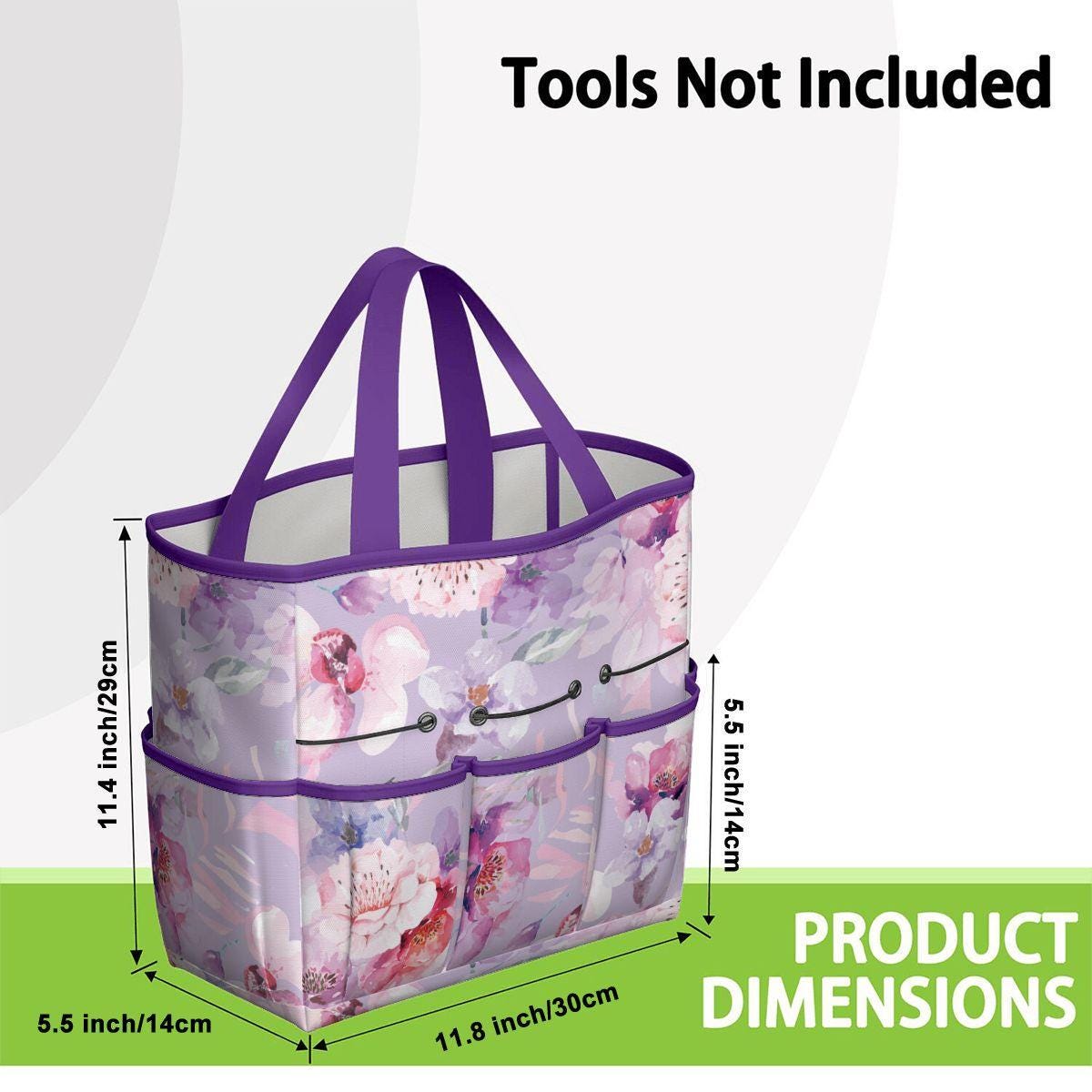 Lilac Flowers XL Gardening Tool Organizer Bag – Durable Garden Gift Tote with Pockets