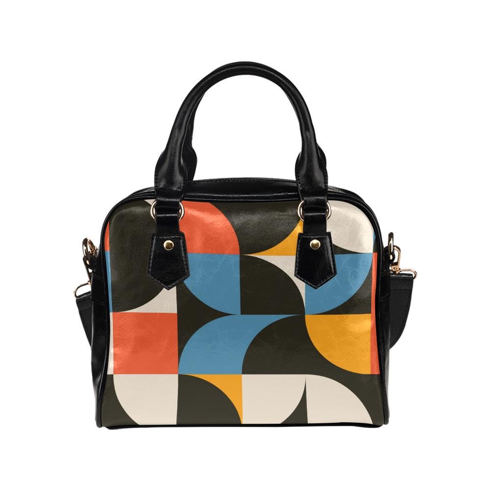 Retro 60s Geometric Shoulder Handbag – Midcentury Modern Handbag