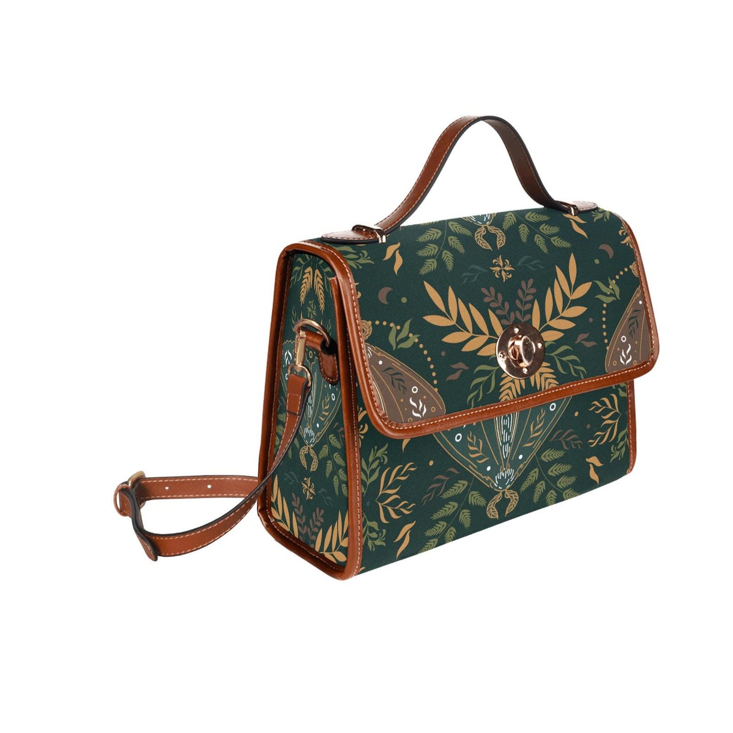 Nordic Folkloric Pattern Canvas Crossbody Bag – Modern Heritage Vintage Handbag