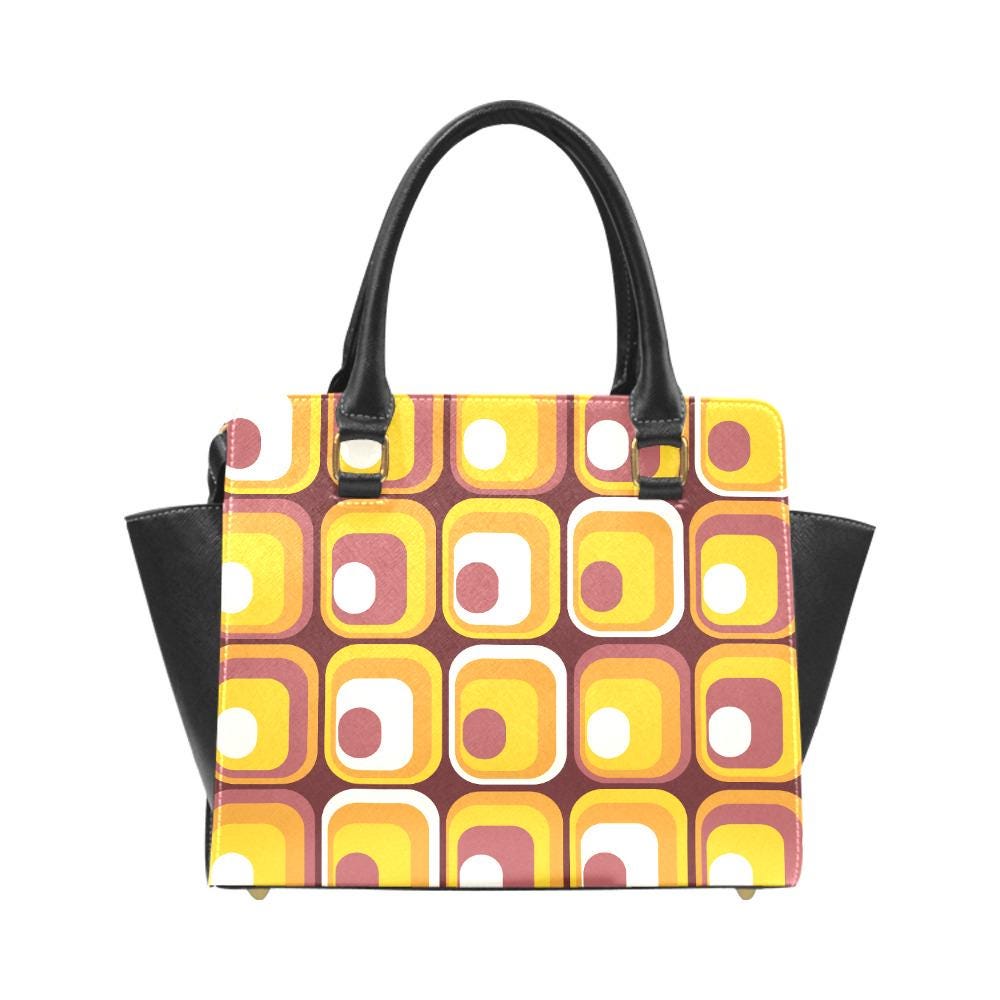Retro 70s Rivet Shoulder Handbag – Vintage Midcentury Style Purse
