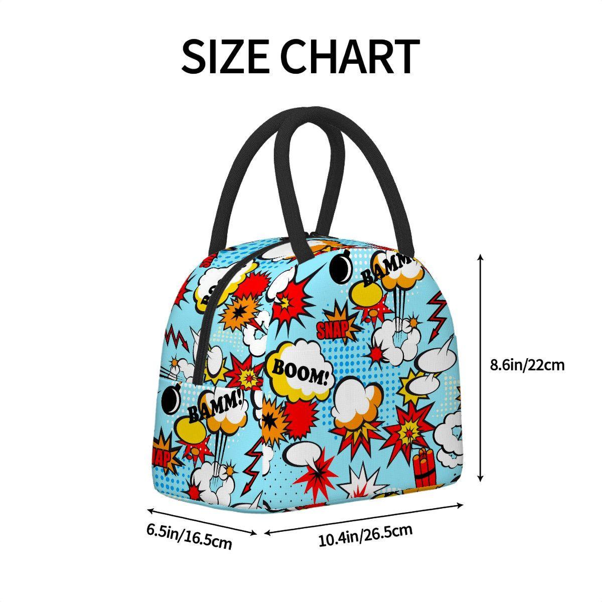 Insulated Comic Cartoon Lunch Bag: Reusable Oxford Cloth Cooler Tote