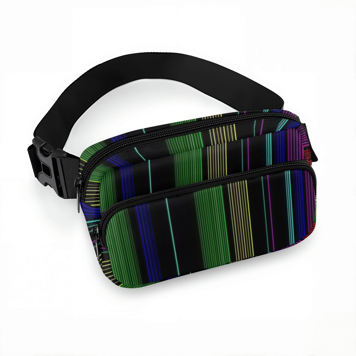 Retro 80s Striped Pattern Fanny Pack – Hands-Free Belt Bag