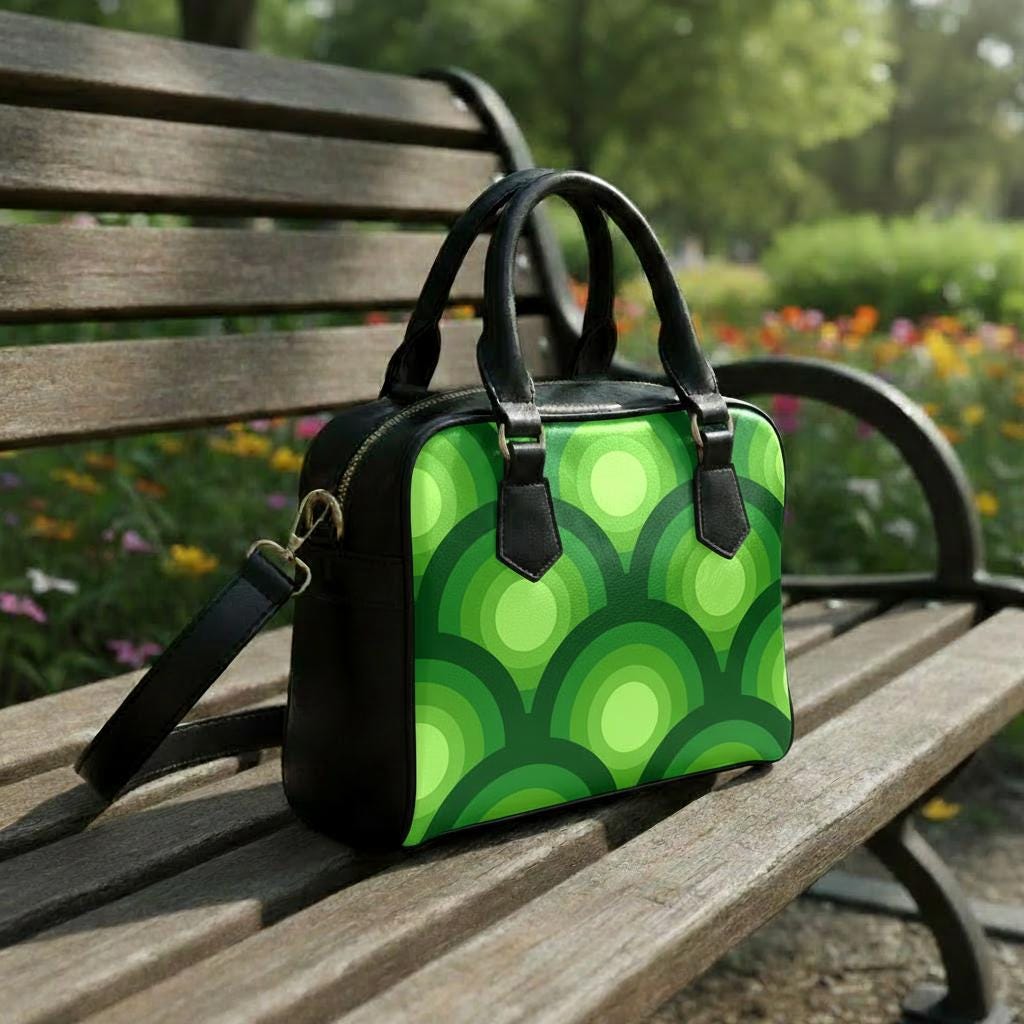 Retro 70s Peacock Eye Shoulder Handbag – Midcentury Modern Style