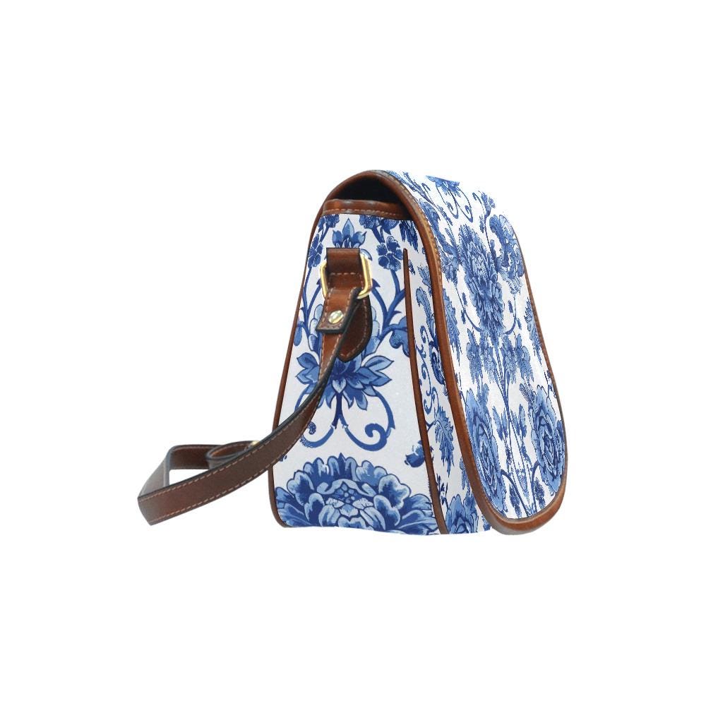 Toile de Jouy Vintage Saddle Bag - French Vintage Style Crossbody