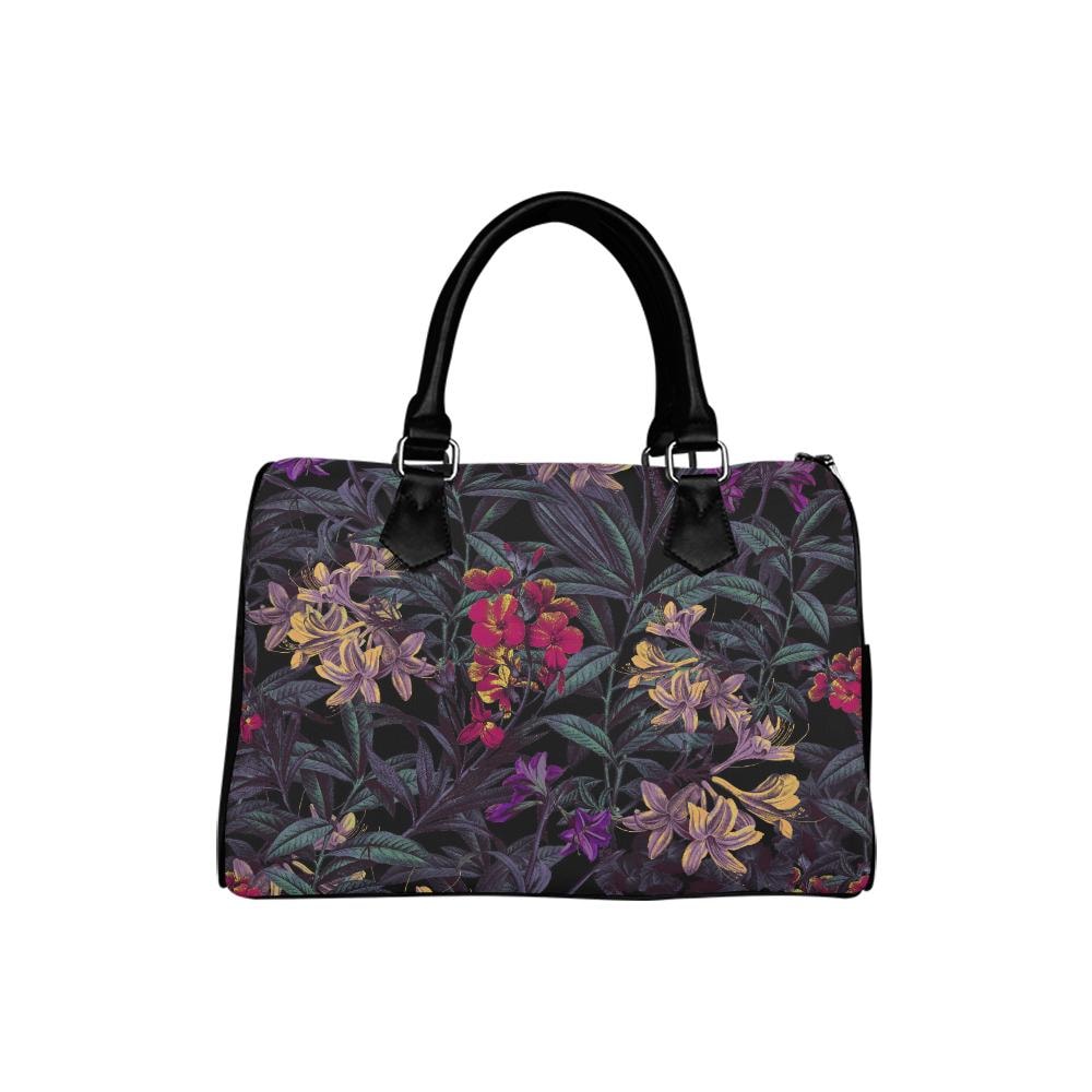Dark Academia Night Flowers Barrel Handbag – Grunge Gothic Foral Bag
