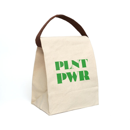 Plant Power Eco-Friendly Canvas Cotton Lunch Bag: Reusable Vegan Veggie Tote Gift