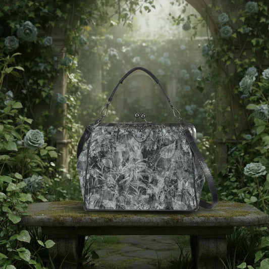 Dark Academia Moody Floral Vintage Kisslock Bag - Victorian Gothic Crossbody