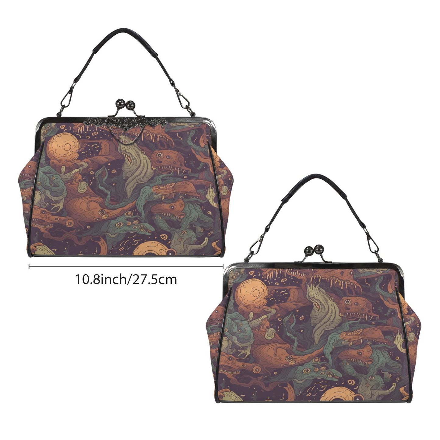 Surreal Monsters Kisslock Crossbody Bag – Moody Gothic Alternative Handbag