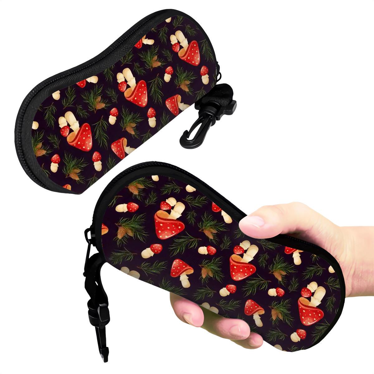 Mushroom Forest Eyeglasses Soft Zipper Case – Dark Academia Toadstool Sunglasses Box