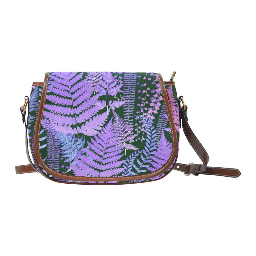 Purple Fern Dark Academia Saddle Bag - Moody Forest Crossbody Handbag