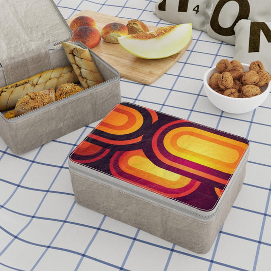 Retro 70s Paper Lunch Bag: Orange, Yellow, Red Mid-Century Reusable
