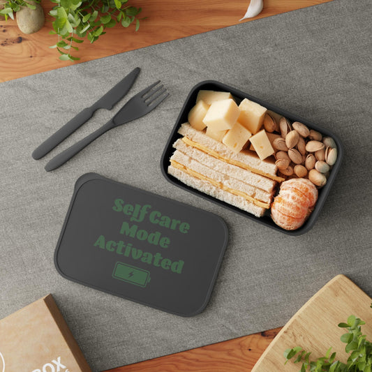 Self Care Mode Bioplastic Bento Box: Sustainable Lunchware with Cutlery