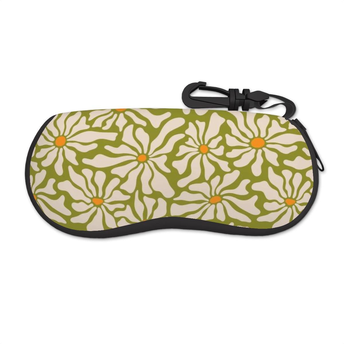 Boho Daisy Sunglasses Case – Retro Floral Eyeglass Zipper Pouch
