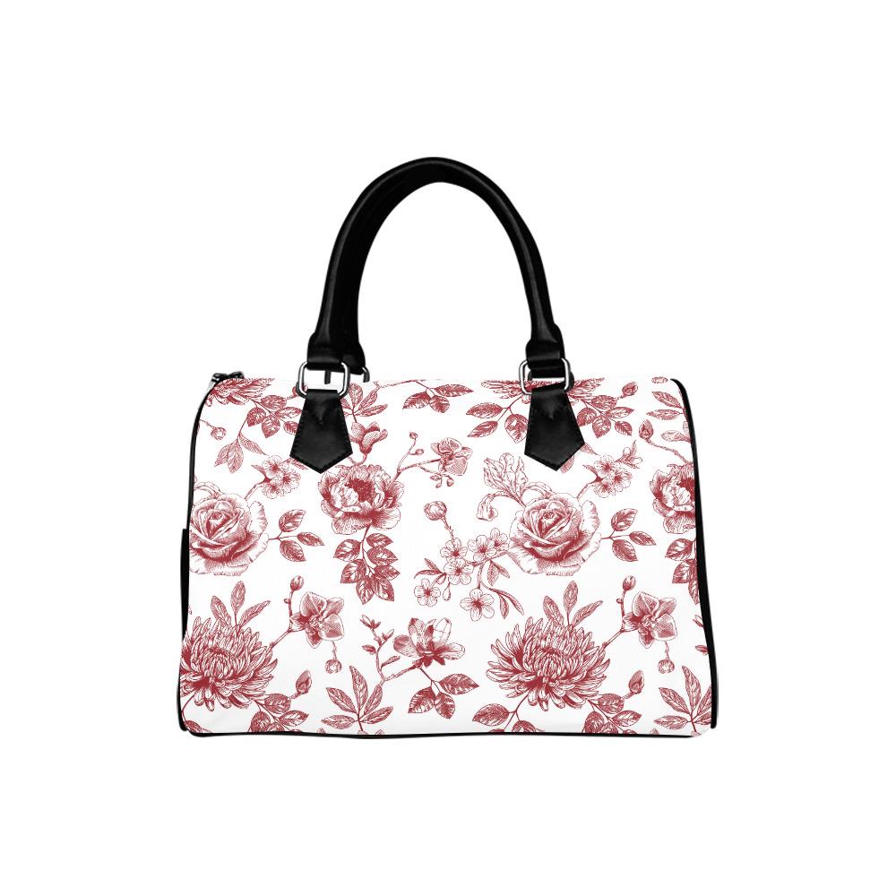 Toile de Jouy Barrel Handbag – Red White French Vintage Bag