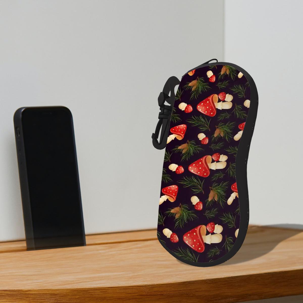 Mushroom Forest Eyeglasses Soft Zipper Case – Dark Academia Toadstool Sunglasses Box