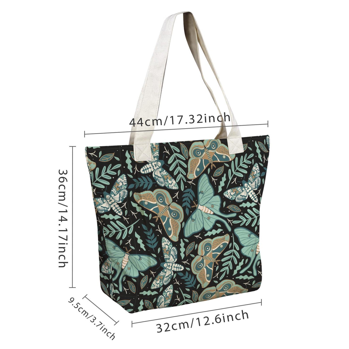 Dark Academia Moths Cotton Yoga Tote – Bag with Built-In Mat Storage