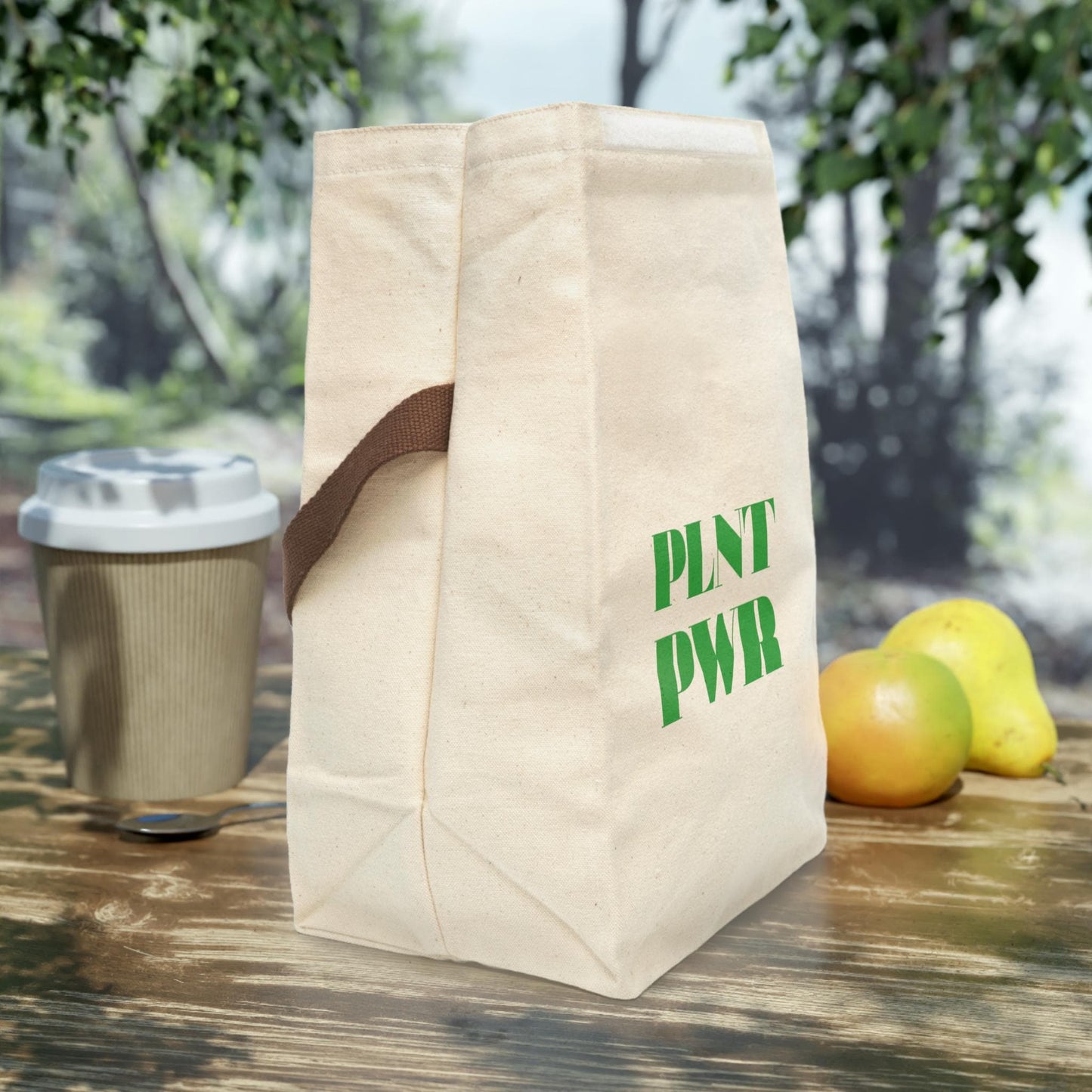 Plant Power Eco-Friendly Canvas Cotton Lunch Bag: Reusable Vegan Veggie Tote Gift