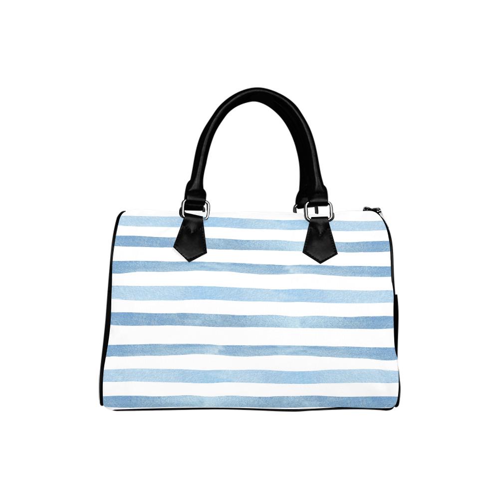 Blue White Maritime Striped Barrel Handbag – Nautical Summer Beach Bag