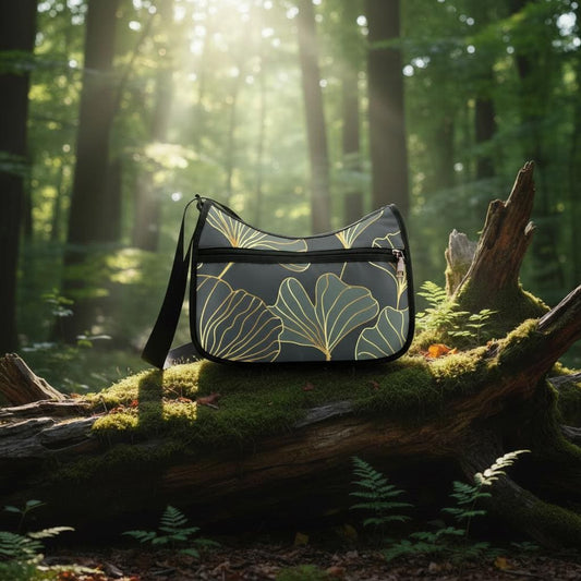 Black Gold Ginkgo Shoulder Bag – Alternative Oxford Fabric Hobo Bag