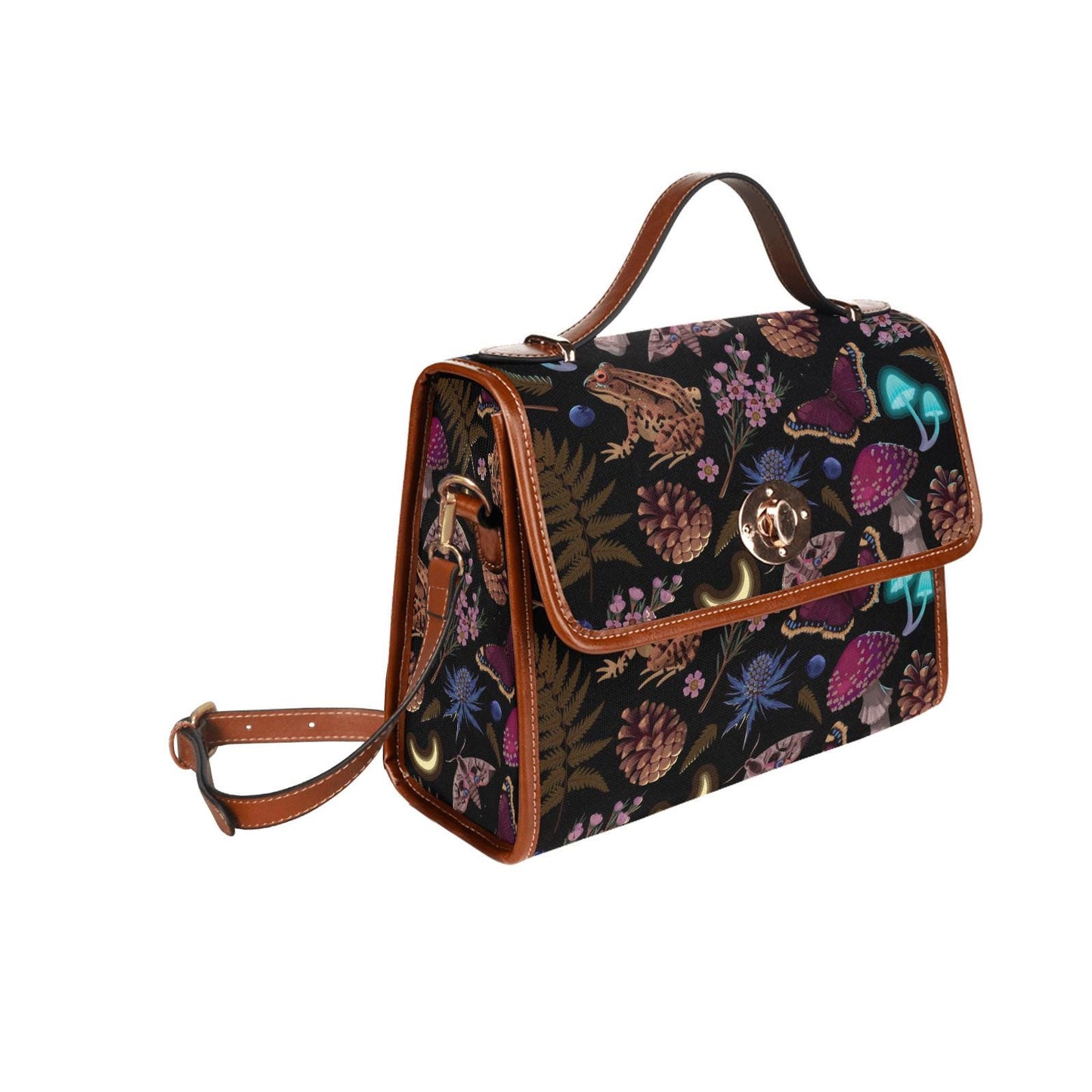 Dark Academia Mushroom Canvas Crossbody Bag – Gothic Vintage Style