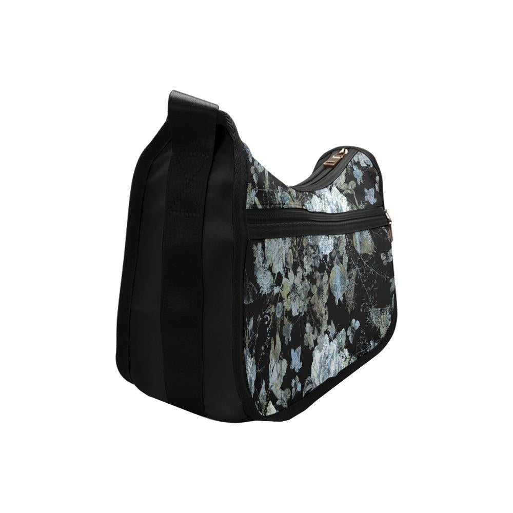 Black Gray Moody Floral Shoulder Bag – Gothic Dark Academia Hobo Bag