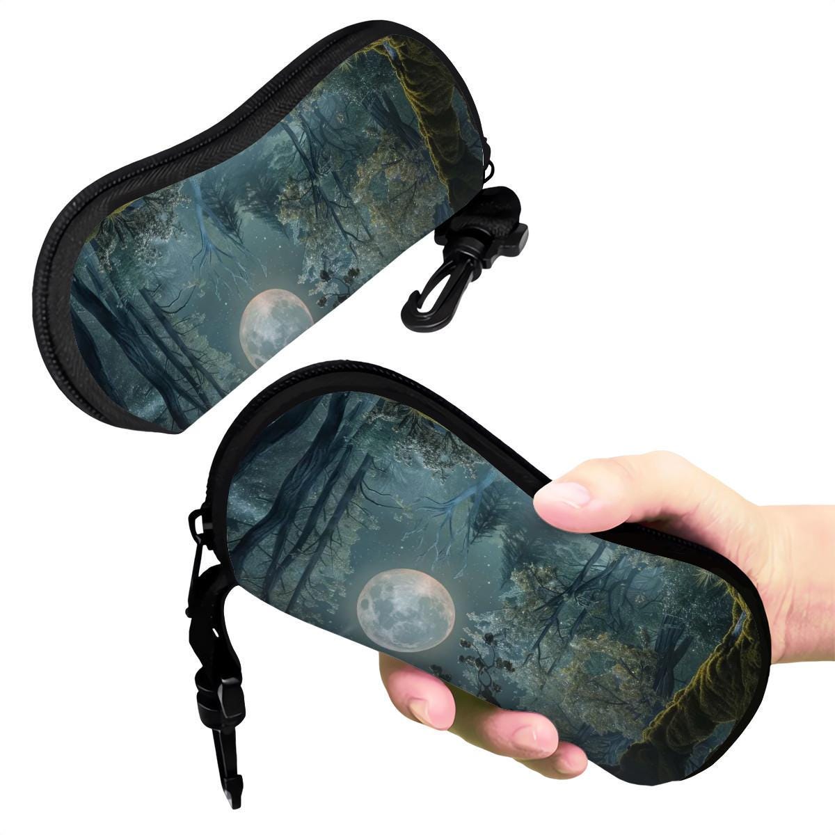 Moody Moon Forest Eyeglass Case – Dark Academia Night Sunglasses Zipper Pouch