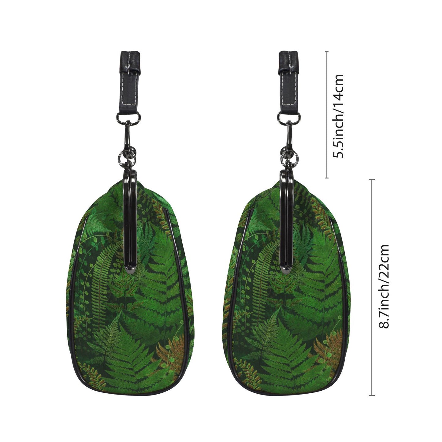 Dark Academia Green Fern Kisslock Crossbody Handbag - Vintage Forest Bag