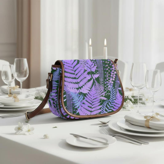 Purple Fern Dark Academia Saddle Bag - Moody Forest Crossbody Handbag
