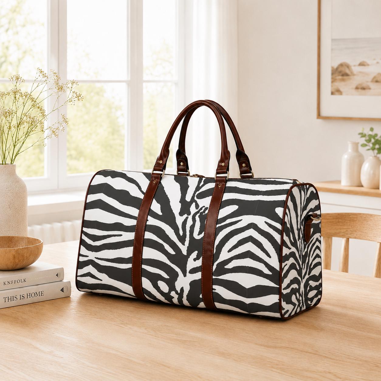 Black White Zebra Weekend Travel Duffel Bag – Animal Print Carry-On Luggage