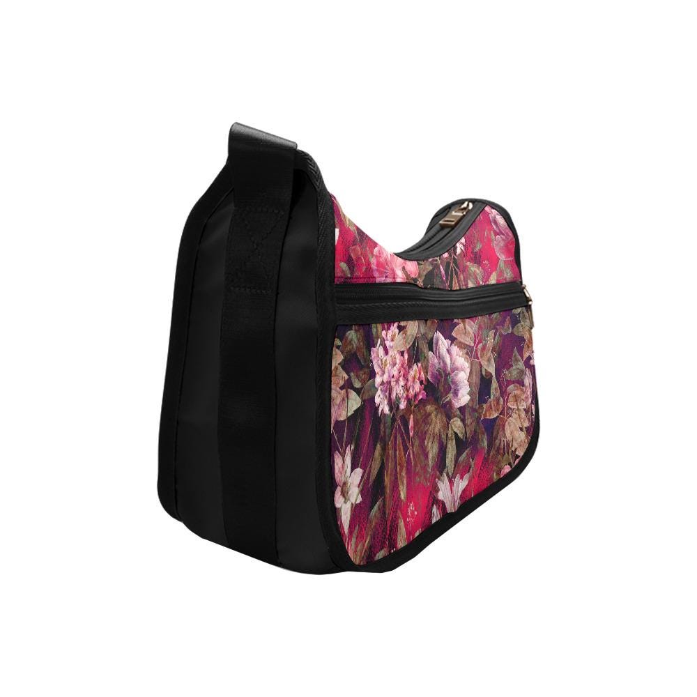 Moody Vintage Flowers Shoulder Bag – Botanical Oxford Fabric Hobo Bag