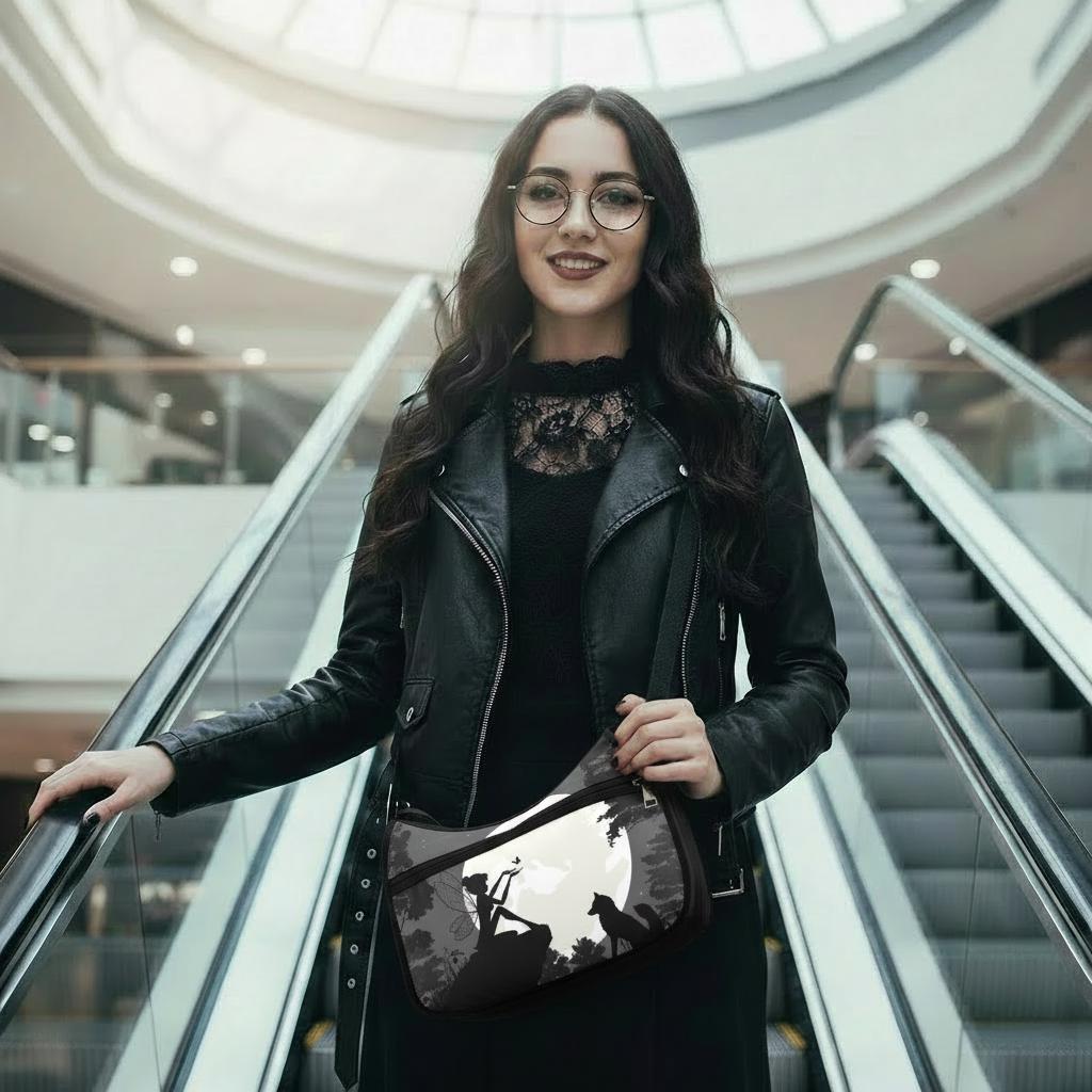 Black White Fairy Moon Shoulder Bag – Fairycore Gothic Hobo Bag