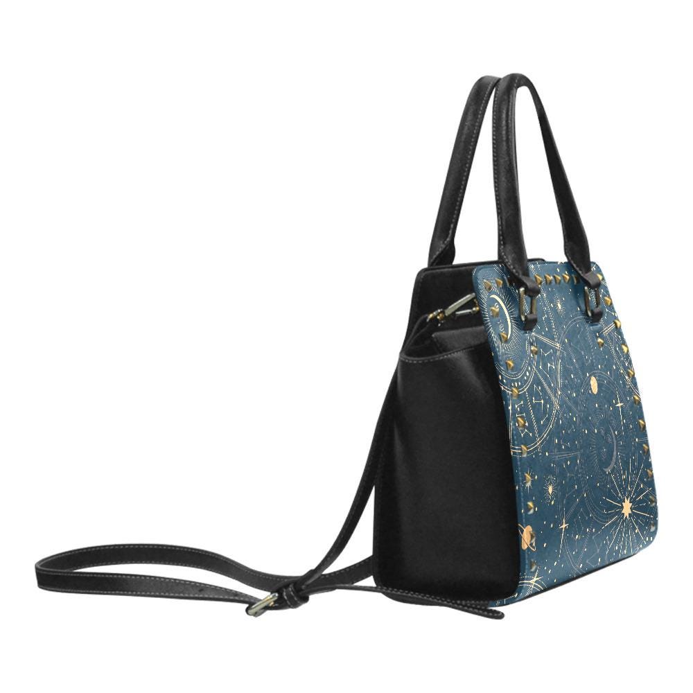 Astrology Planets & Stars Rivet Handbag – Dark Academia Witchy Shoulder Purse