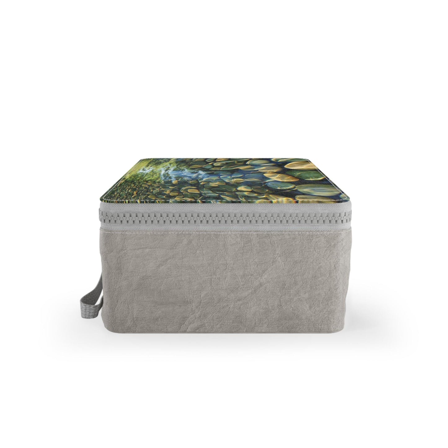 Eco-Friendly Paper Lunch Bag: Zen Water Stones Design, Reusable Food Storage