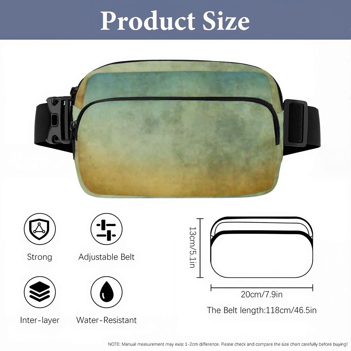 Grunge Ombre Fanny Pack – Adjustable Waist & Crossbody Bag