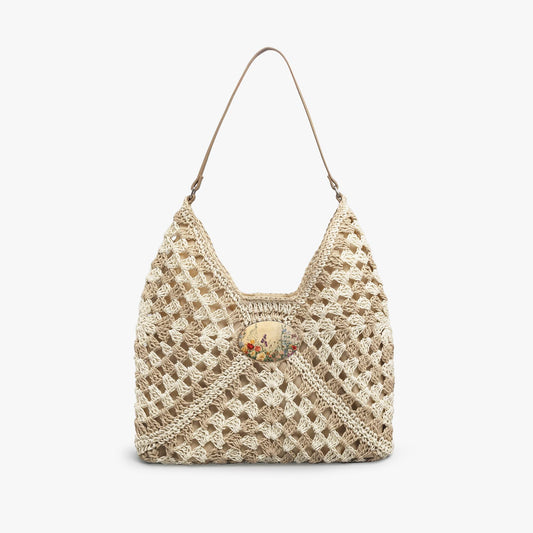 Woven Crochet Tote Bag – Lightweight Bohemian Summer Handbag