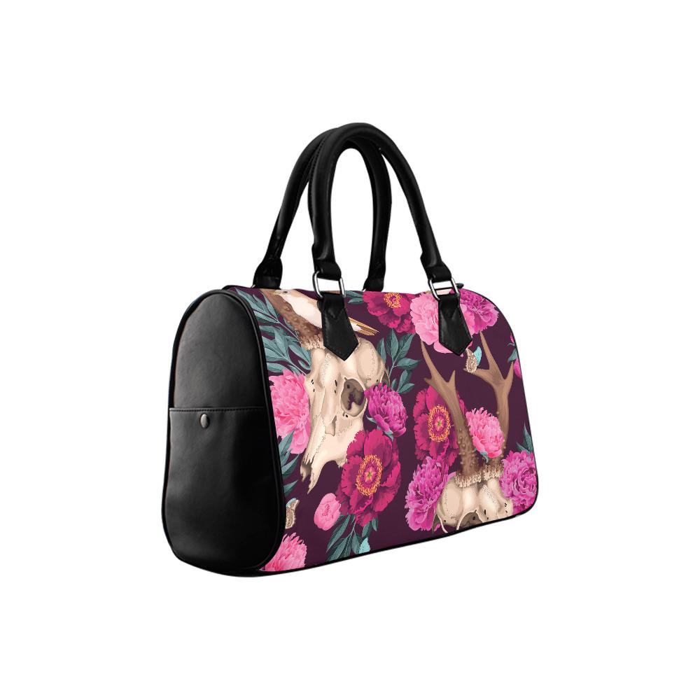 Dark Academia Antler Barrel Handbag – Black Pink Gothic Whimsy Bag