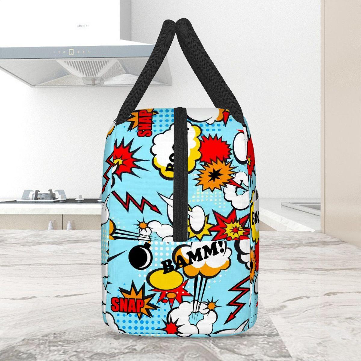 Insulated Comic Cartoon Lunch Bag: Reusable Oxford Cloth Cooler Tote