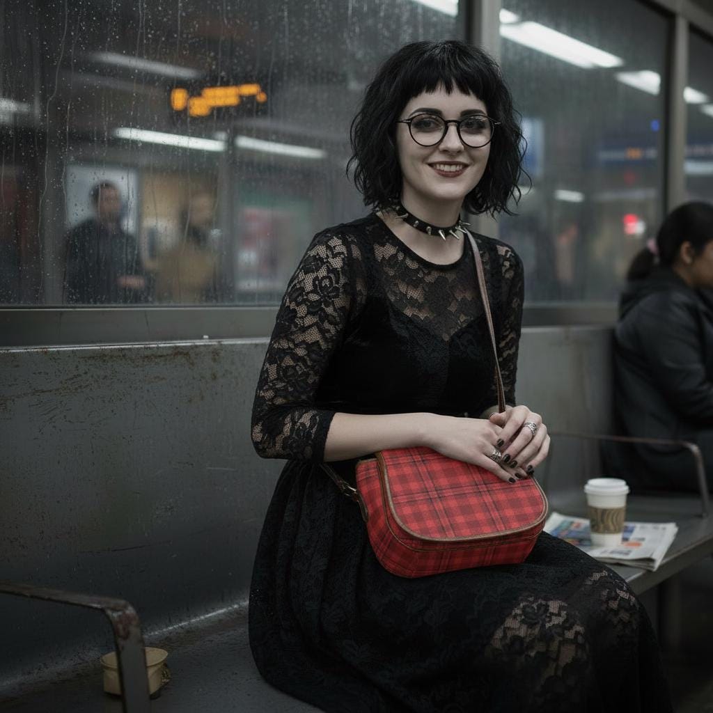 Punk Red Black Checkered Retro Saddle Bag –  Alternative Crossbody Oxford Fabric Handbag