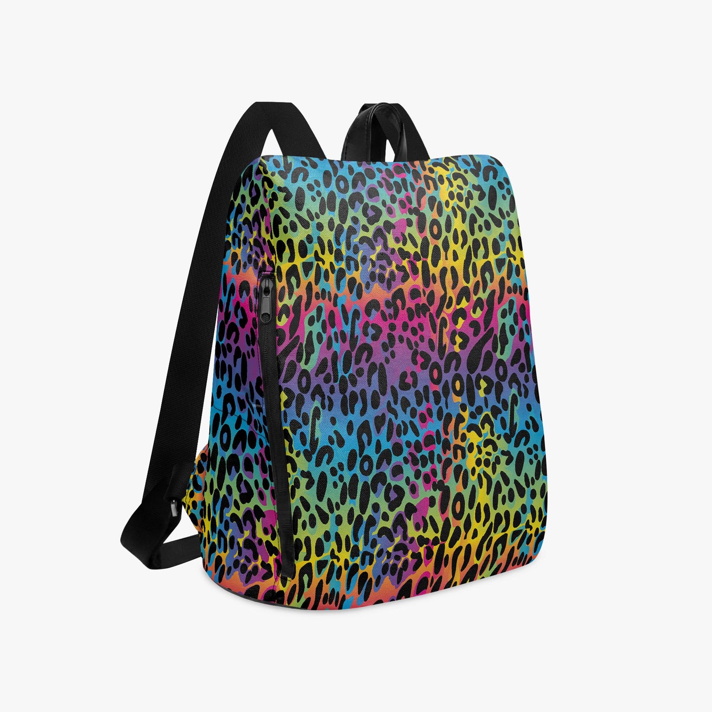 Rainbow Leopard Canvas Backpack – Cheetah Print Daypack