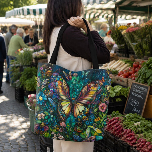 XL Dark Academia Butterfly Tote Bag – Enchanted Forest Shopper Market Bag