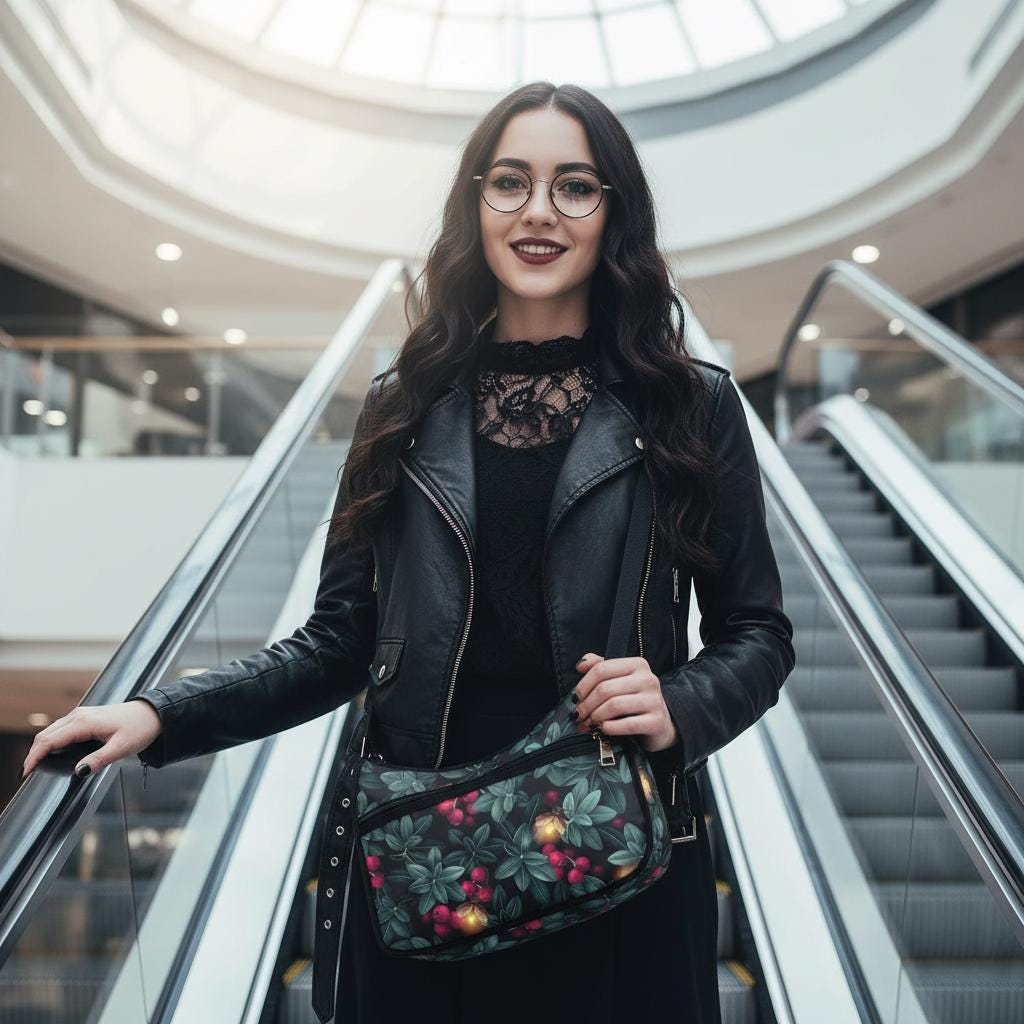 Dark Academia Forest Fireflies Shoulder Bag – Gothic Oxford Fabric Hobo Bag