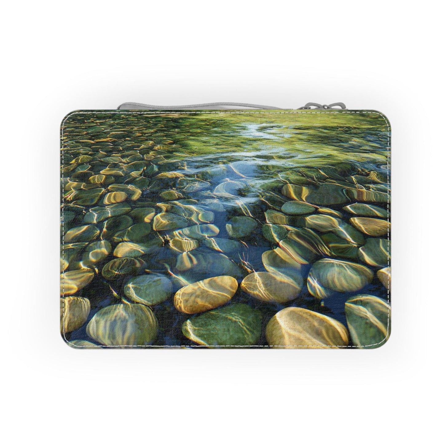 Eco-Friendly Paper Lunch Bag: Zen Water Stones Design, Reusable Food Storage