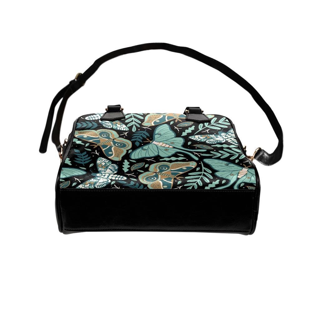 Dark Academia Moths & Moon Shoulder Top Handle Handbag