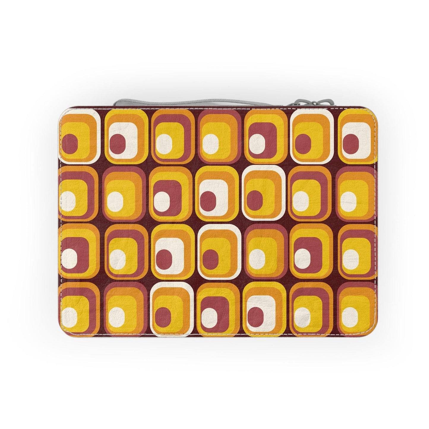Retro 70s Paper Lunch Box: Orange Brown Mid-Century Reusable Food Storage